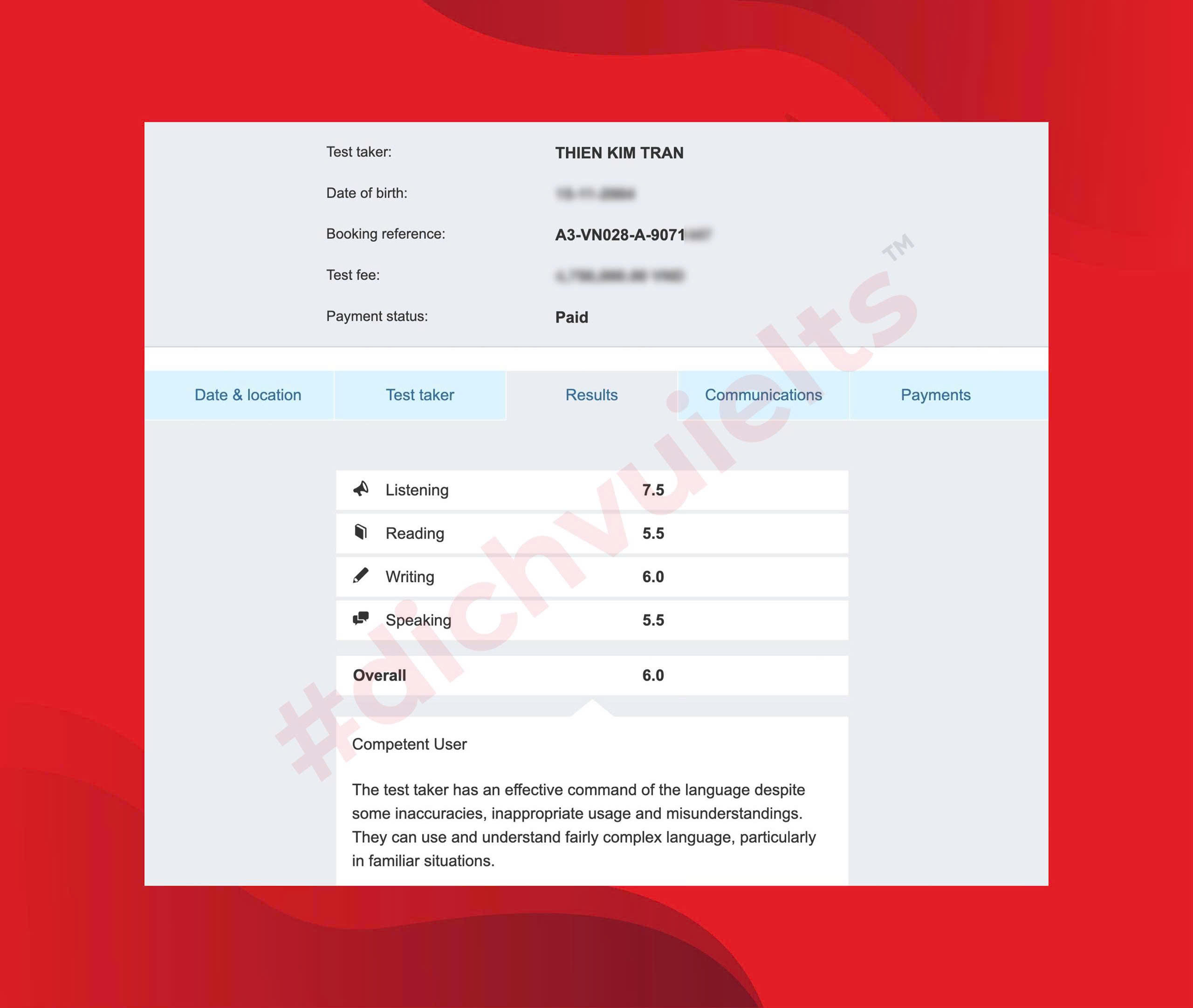 TRẦN THIÊN KIM ĐẠT IELTS 6.0 OVERALL
