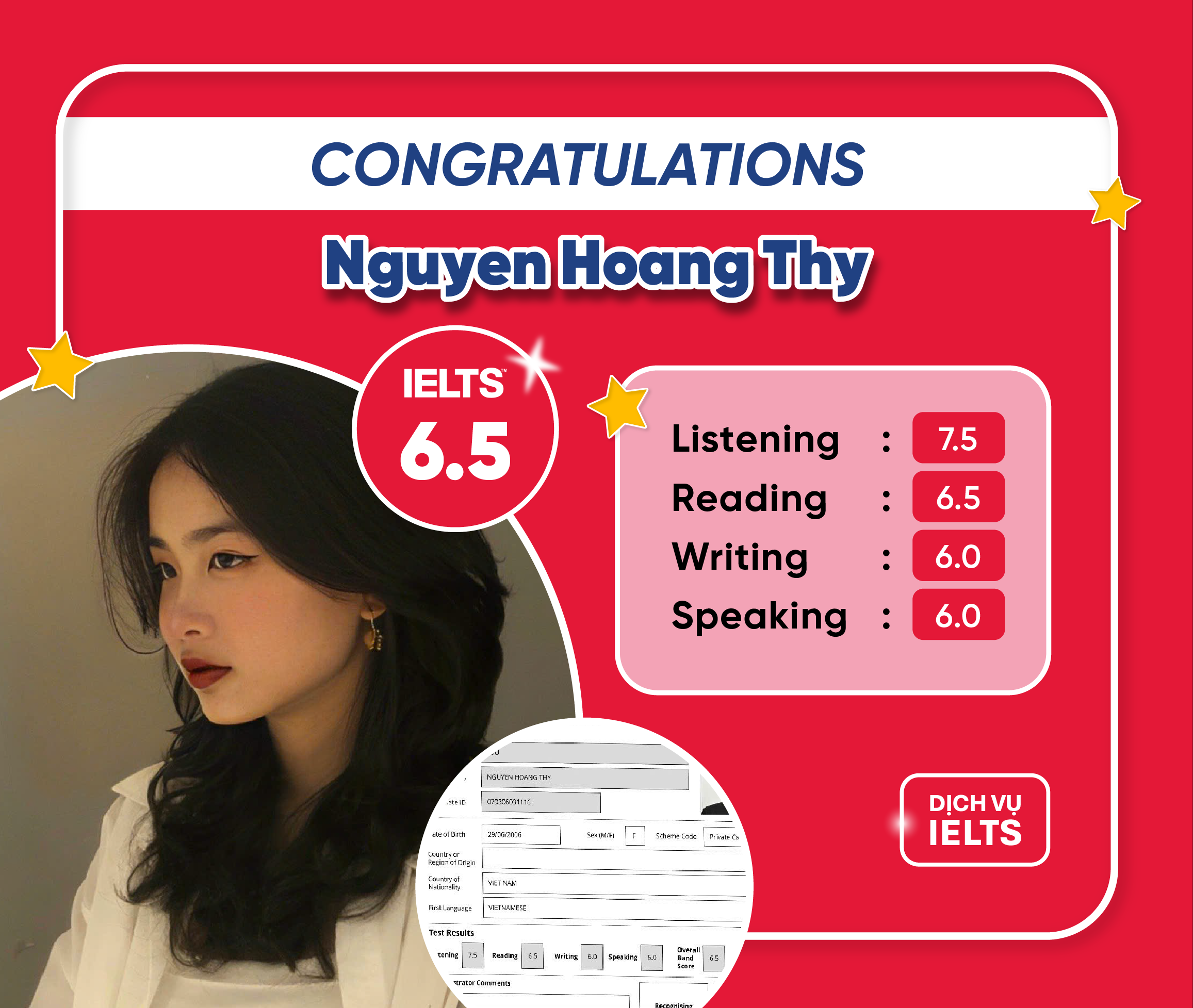 NGUYỄN HOÀNG THY ĐẠT ĐIỂM IELTS 6.5 OVERALL