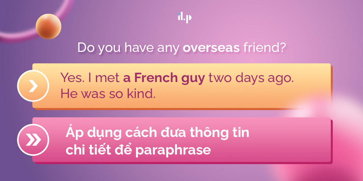 minh họa kỹ thuật paraphrase trong ielts speaking 1