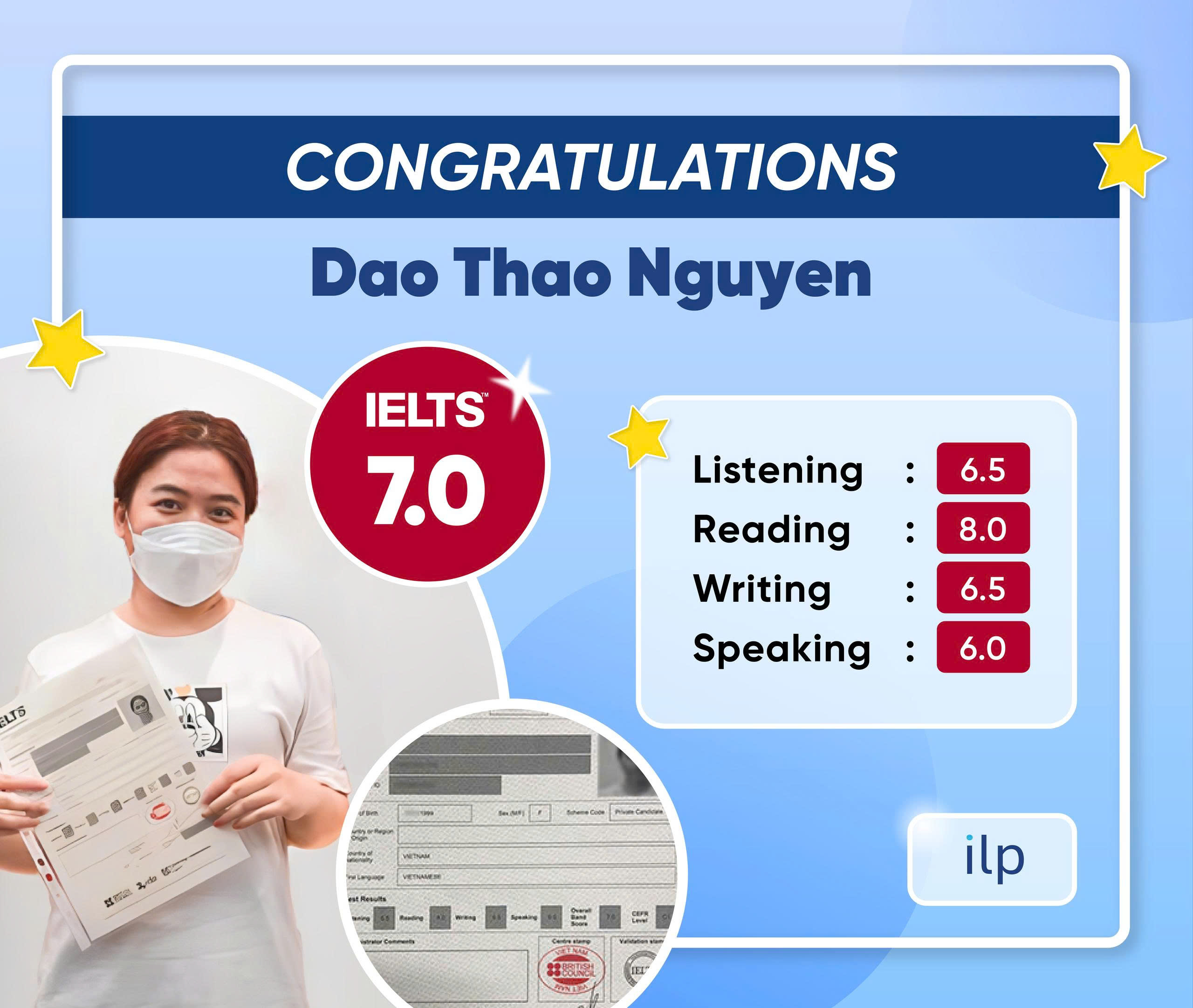 ĐÀO THẢO NGUYÊN CHINH PHỤC IELTS 7.0 OVERALL