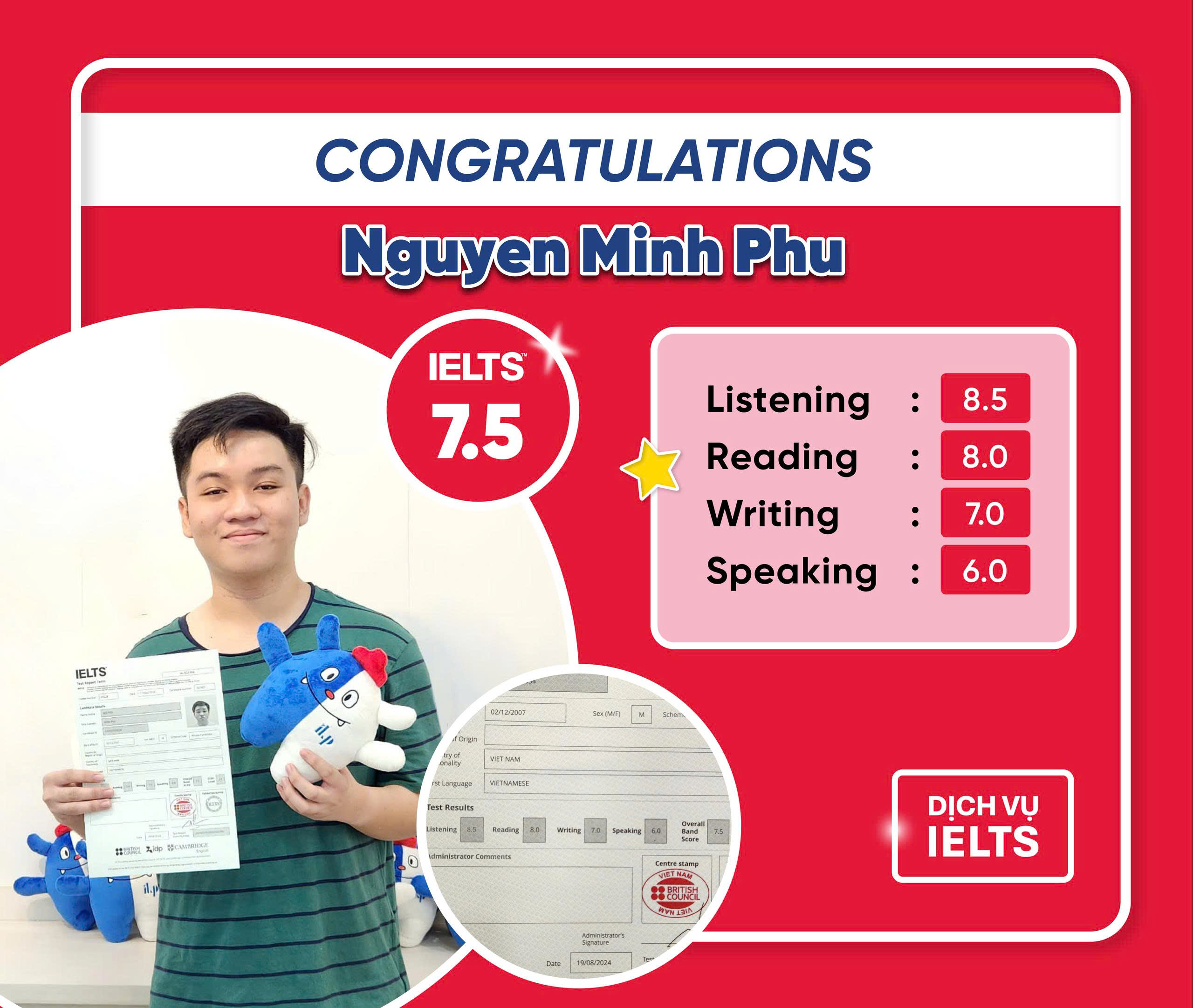 NGUYỄN MINH PHÚ ĐẠT IELTS 7.5 OVERALL
