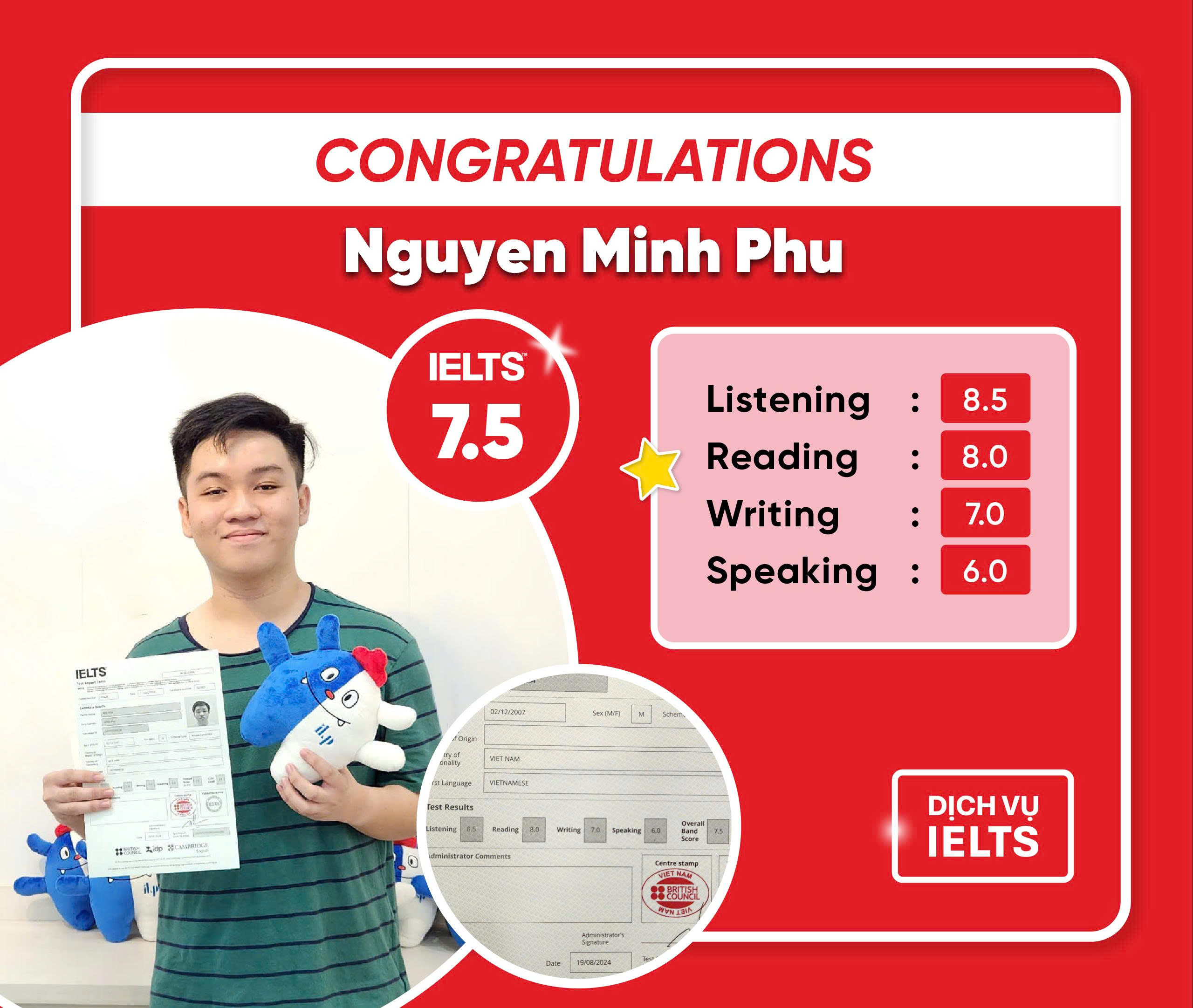 NGUYỄN MINH PHÚ ĐẠT IELTS 7.5 OVERALL