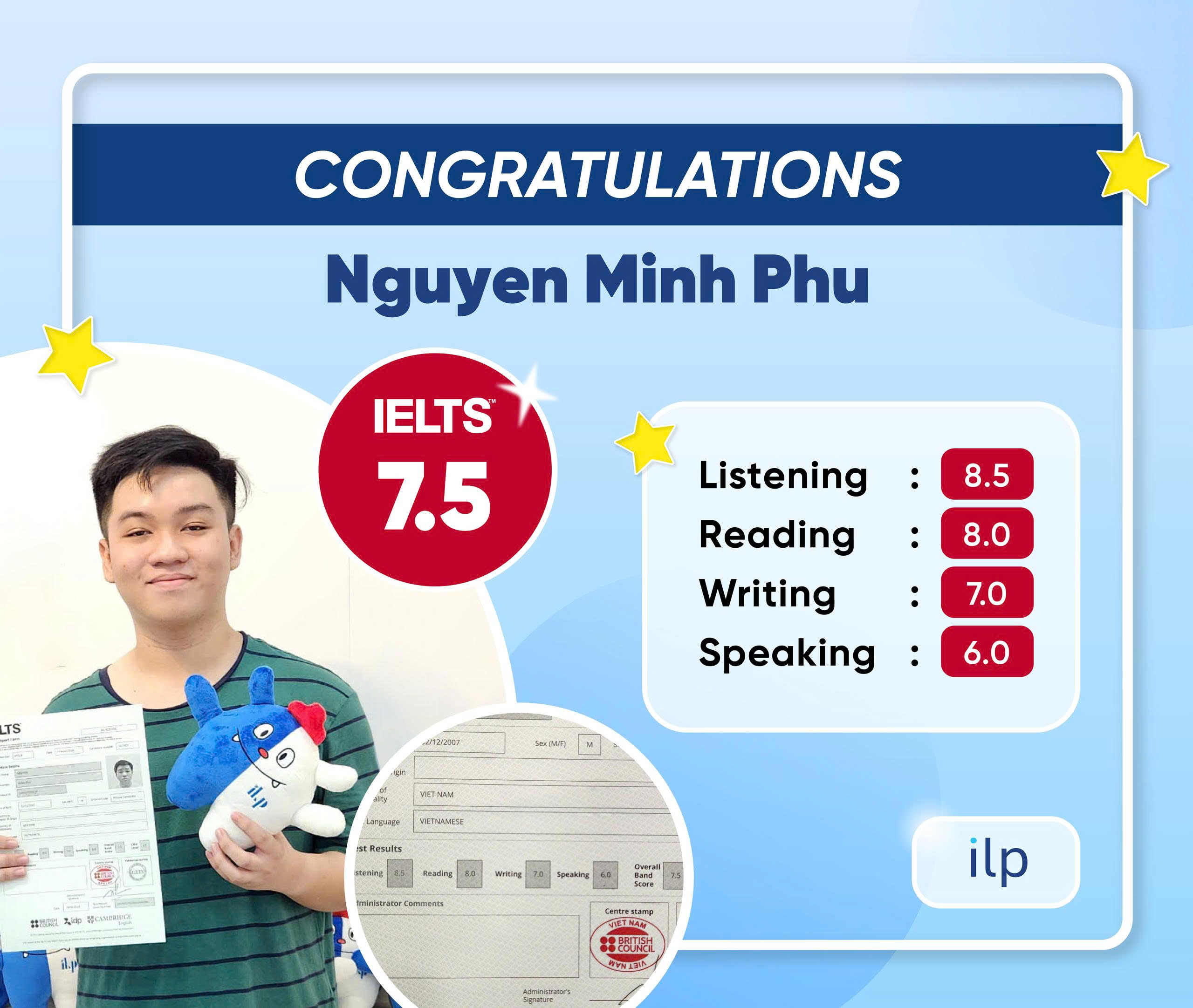 NGUYỄN MINH PHÚ ĐẠT IELTS 7.5 OVERALL