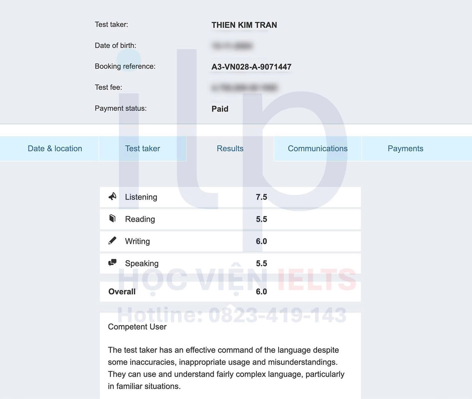 TRẦN THIÊN KIM ĐẠT IELTS 6.0 OVERALL