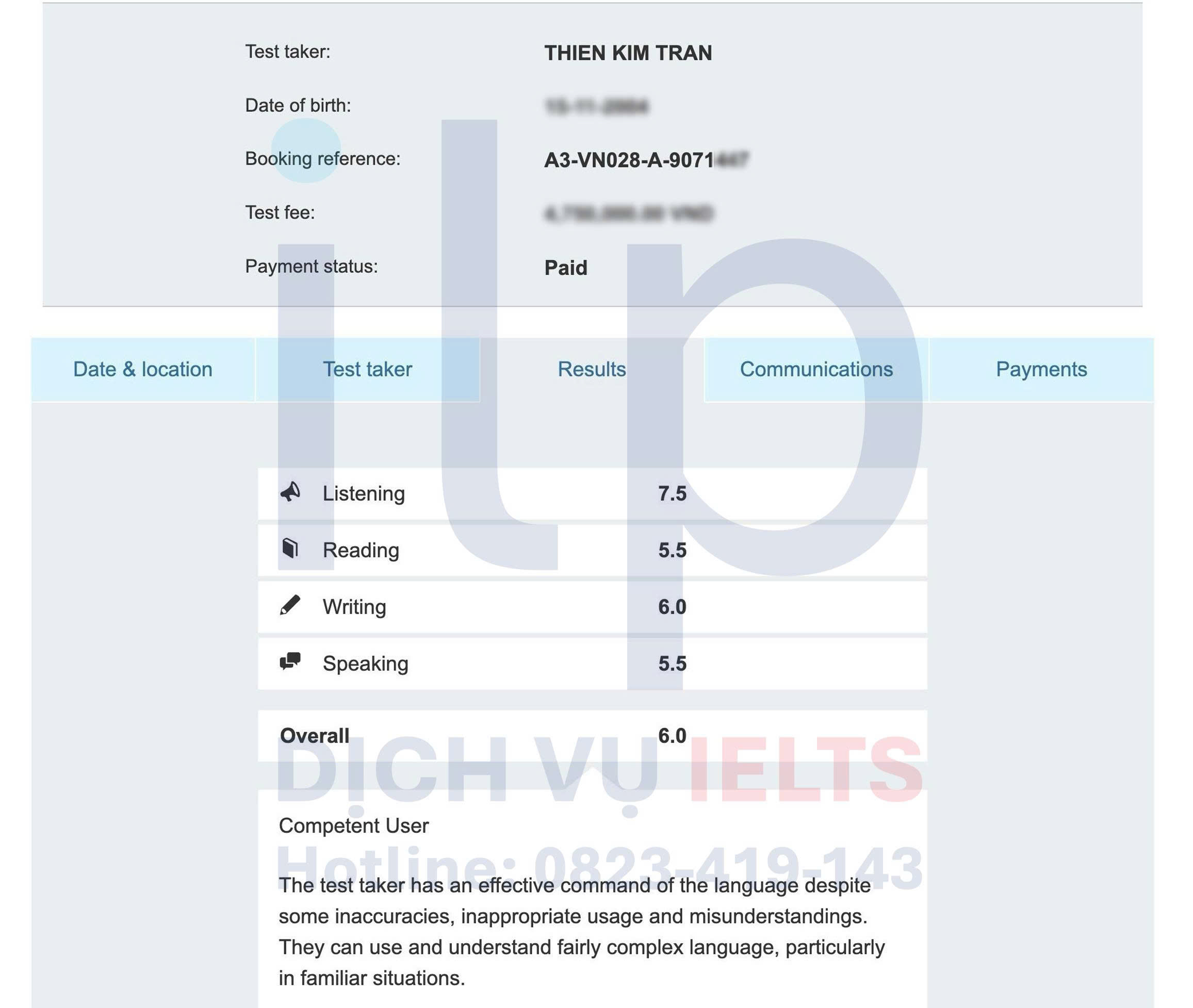 TRẦN THIÊN KIM ĐẠT IELTS 6.0 OVERALL