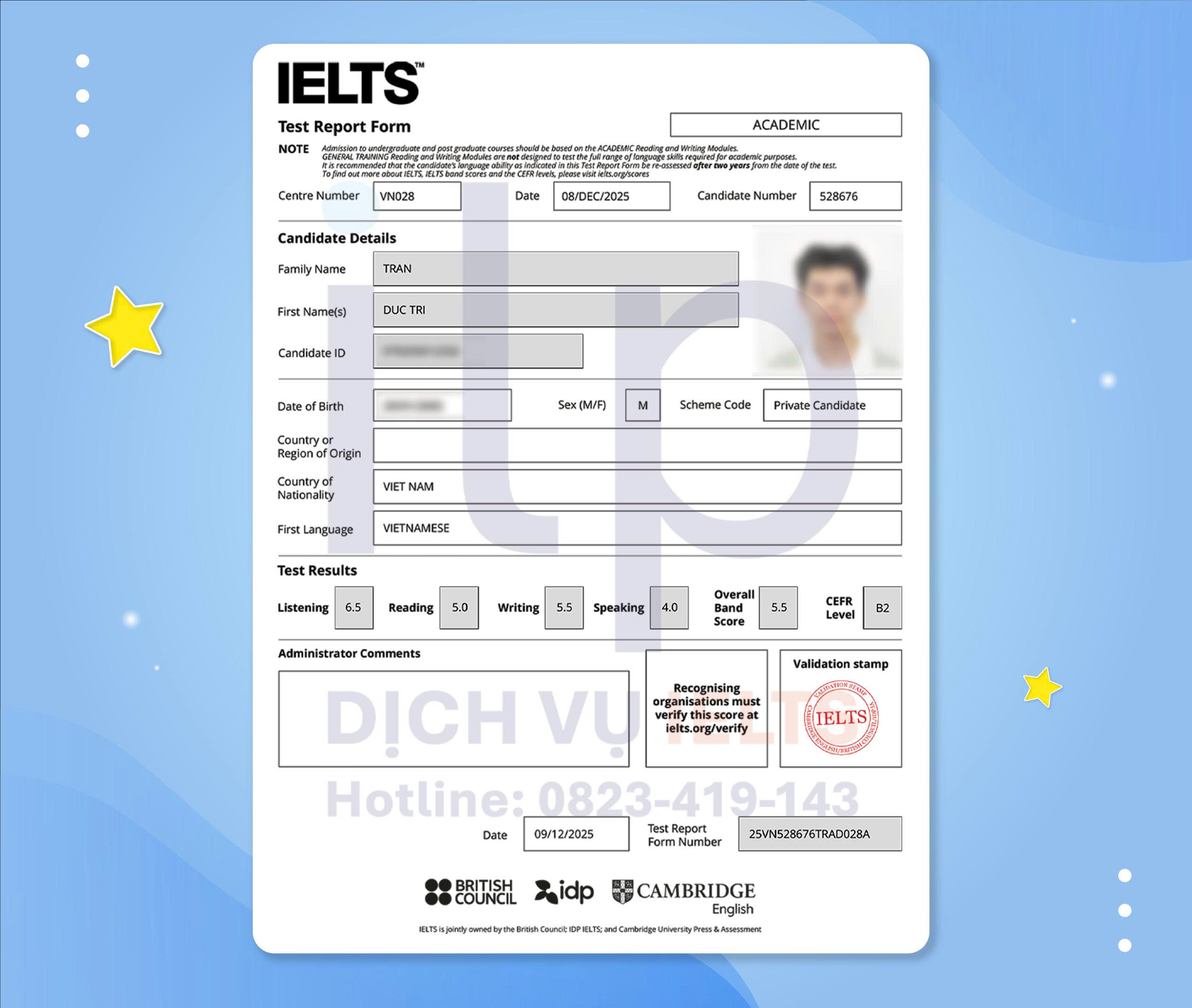 TRẦN ĐỨC TRÍ ĐẠT IELTS 5.5 OVERALL