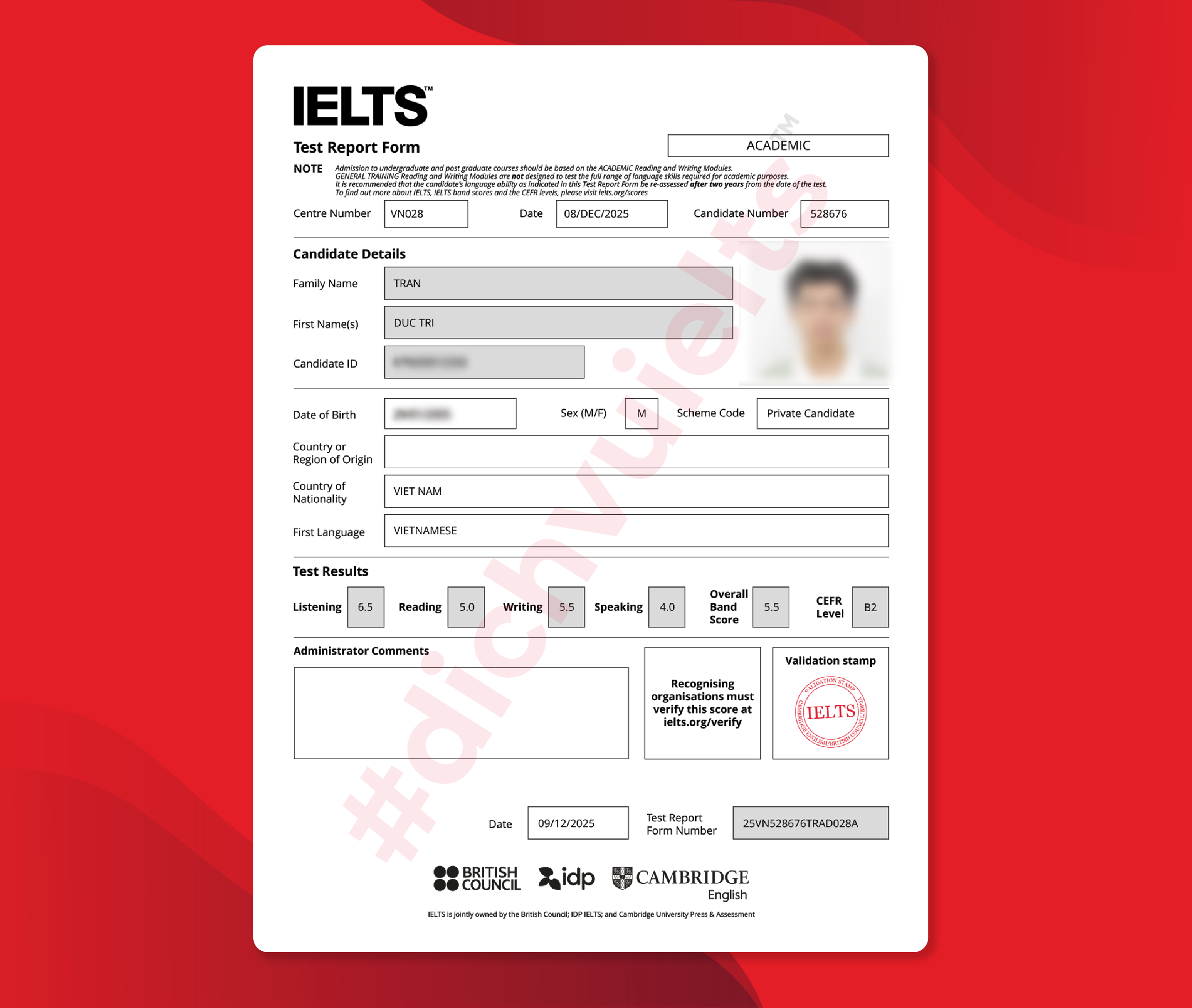TRẦN ĐỨC TRÍ ĐẠT IELTS 5.5 OVERALL