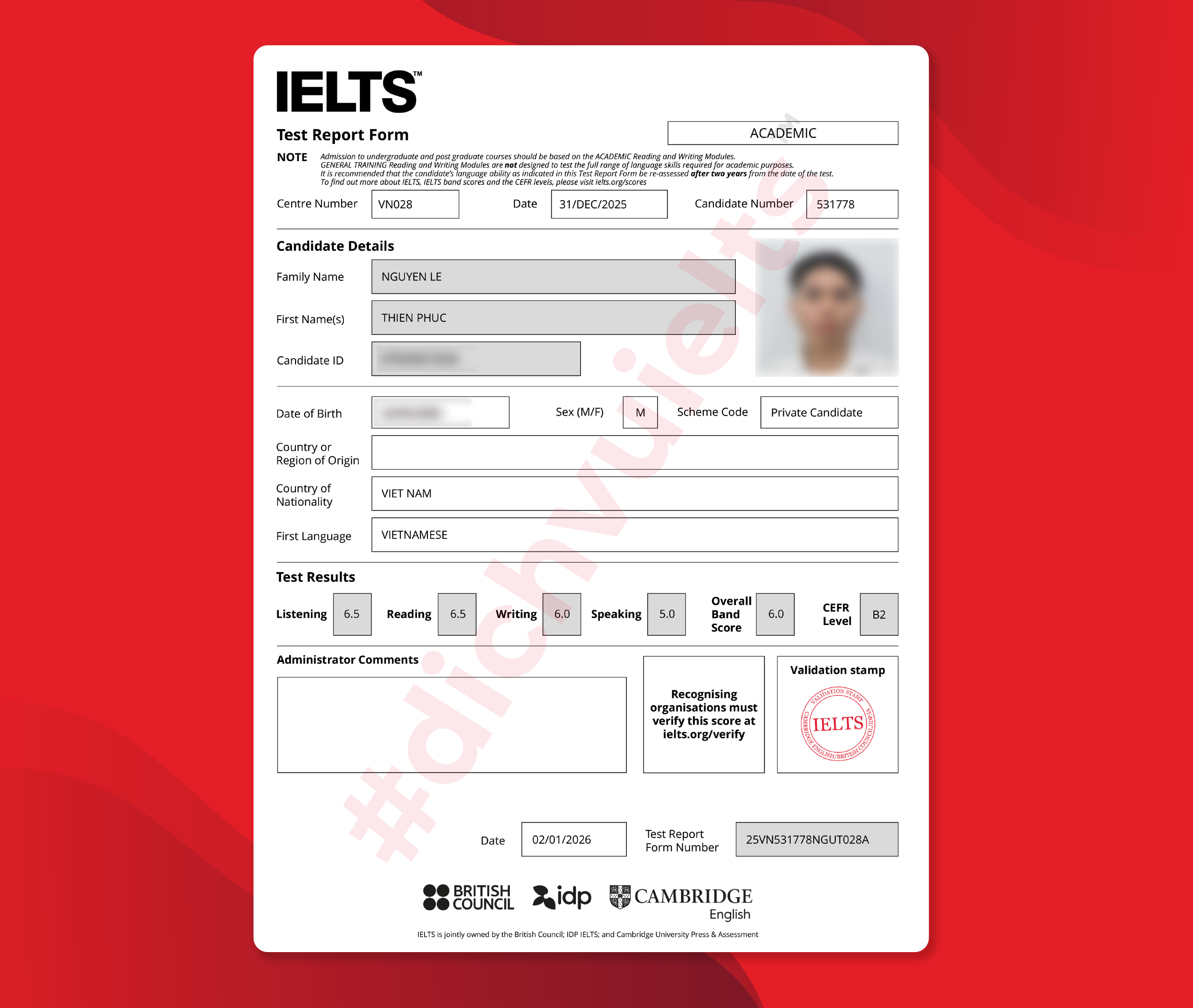 NGUYỄN LÊ THIÊN PHÚC ĐẠT IELTS 6.0 OVERALL